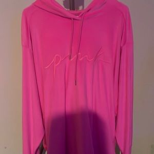 NWT VS Pink Hot Pink Velour Hooded Sweater Size XL